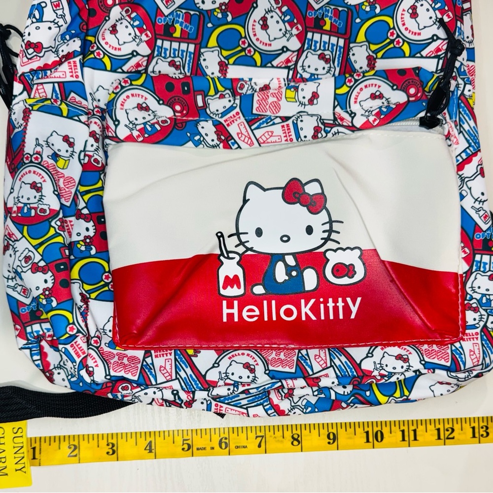 Hello Kitty Red White Blue Patterned Backpack - image 3
